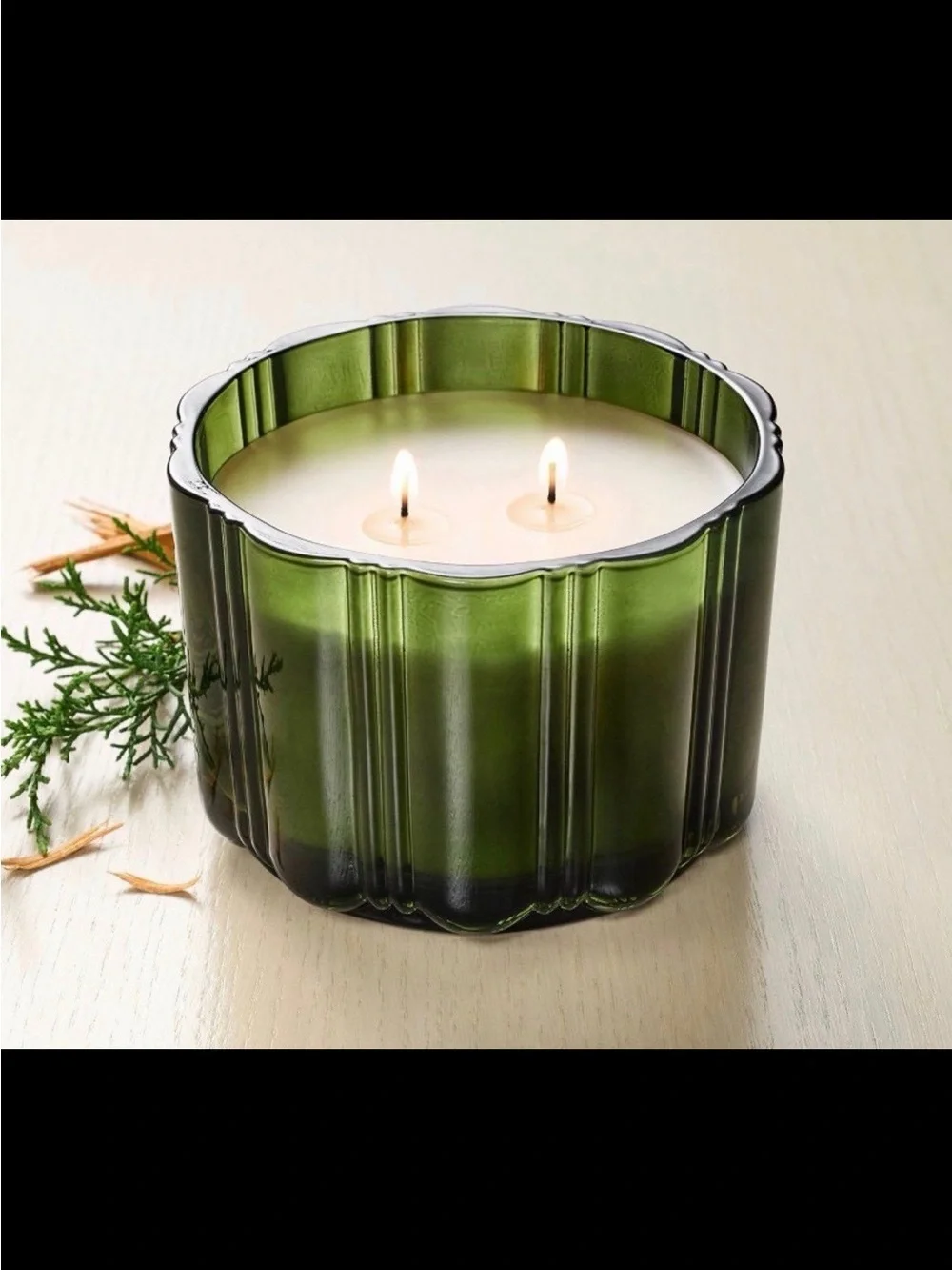 2 Wick Medium Glass with Lid green Jar Candle - Hearth & Hand with magnolia